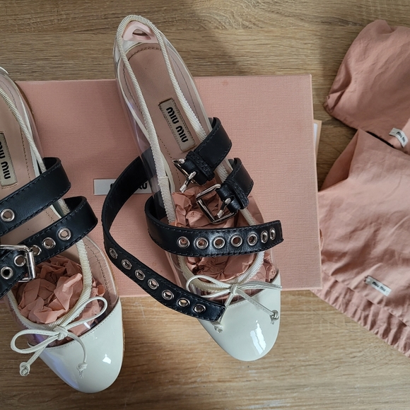 Miu miu transparent & white double bands ballerina flats - Picture 5 of 7